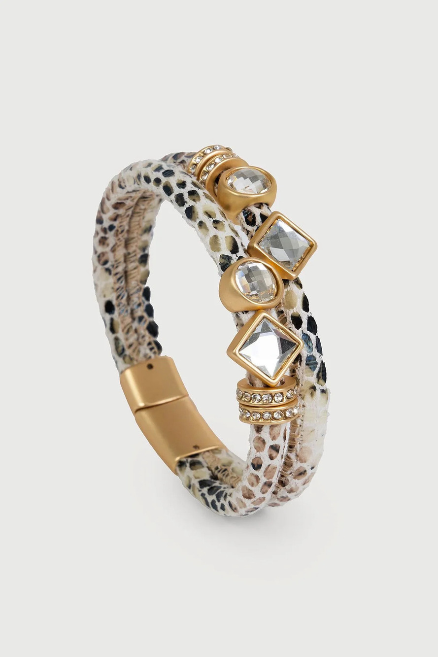 SA15 | Saachi Bling Charm Leather Bracelet | White